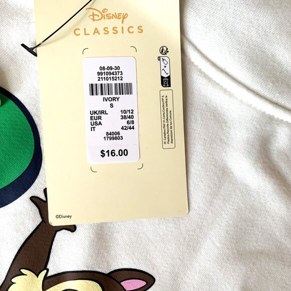 NWT CHIP AND DALE DISNEY CLASSICS HOODIE IVORY SIZE SMALL - Picture 5 of 9